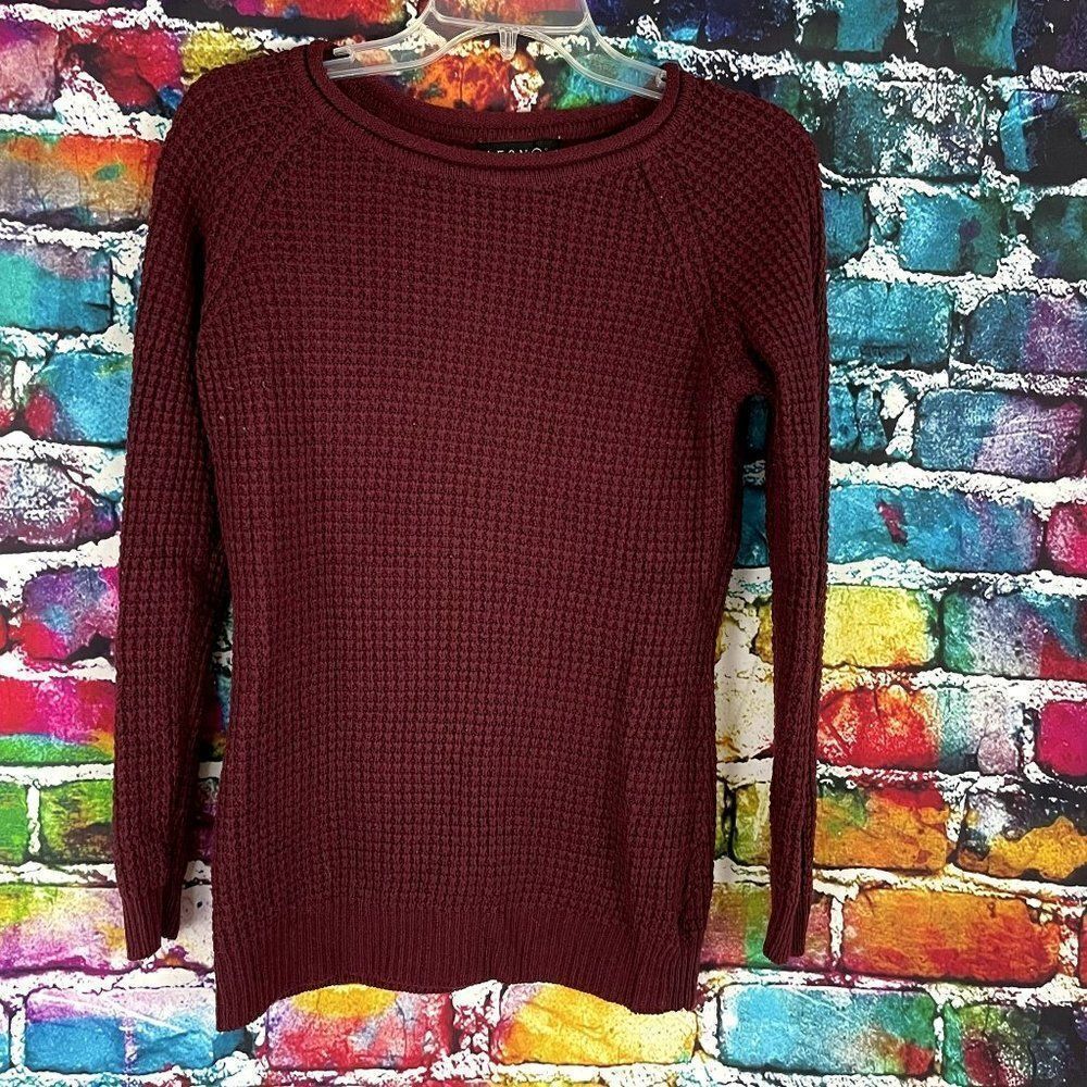 Le3No Crew Neck Waffle Weave Lightweight Sweater medium